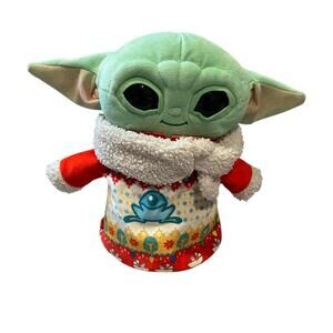 Disney Star Wars Baby Yoda Plush Mandalorian Child Grogu 9” Christmas Sweater